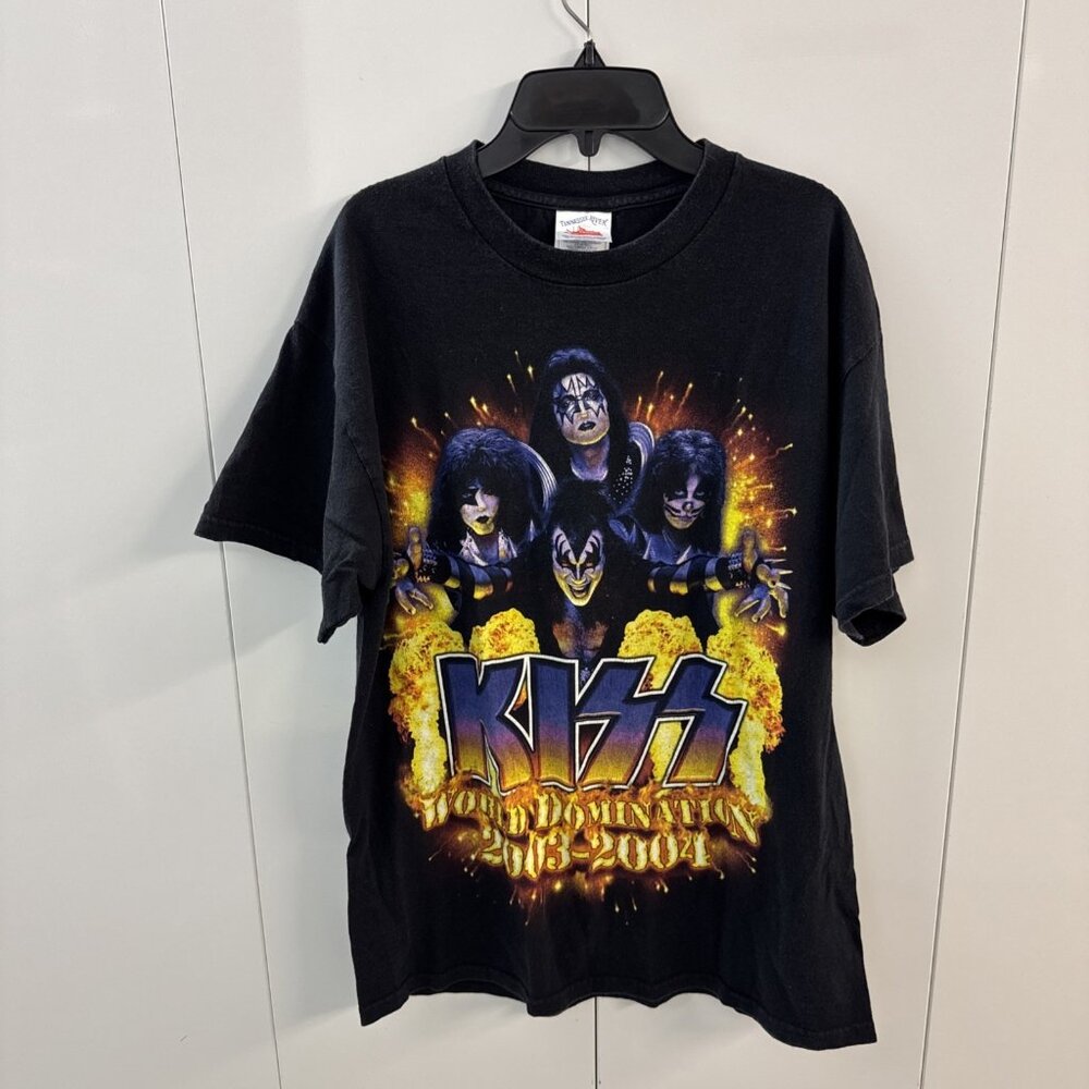 KISS World Domination Tour 2003-2004 Black Tee Tennessee River Size Large